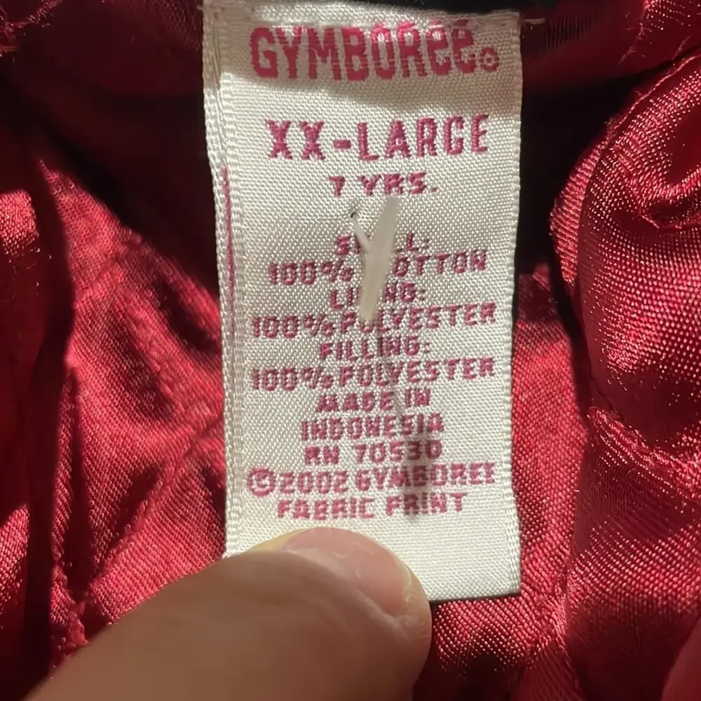Gymboree XXL 7 black velvet dress coat lined red quilted lining euc vintage